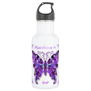 Botella de agua de acero inoxidable Purple Butterf