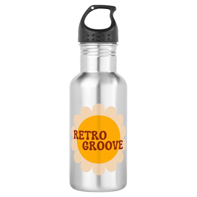Botella de agua de acero inoxidable Retro Groove (Anverso)