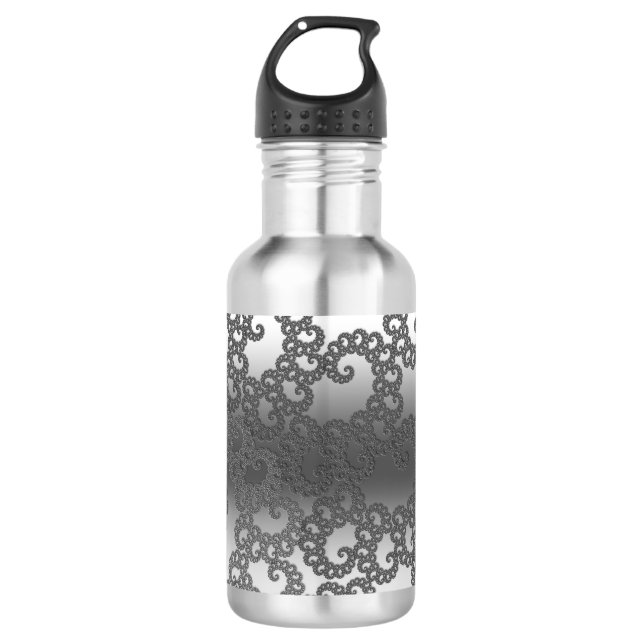Botella de agua de acero inoxidable Silver Fractal (Anverso)
