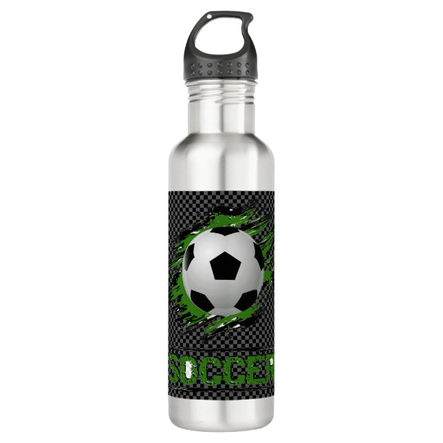 Botella de agua de acero inoxidable "Soccer Ball" (Anverso)