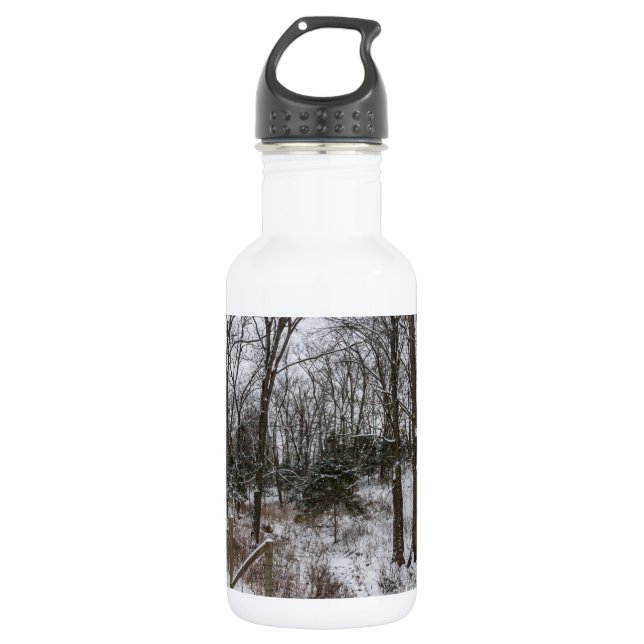 Botella de agua de acero inoxidable Woody Snow Day (Anverso)