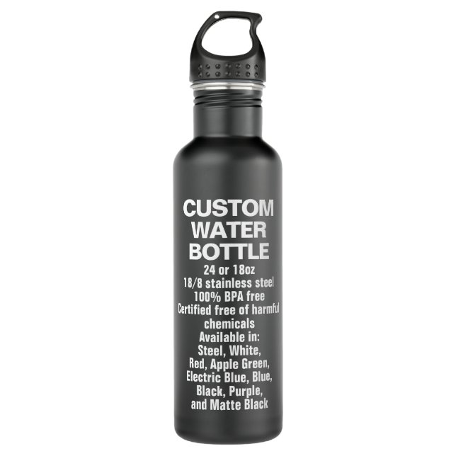 Botella de agua de acero personalizado MATTE BLACK (Anverso)