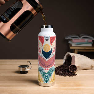 Botella de agua de arte popular de Boho