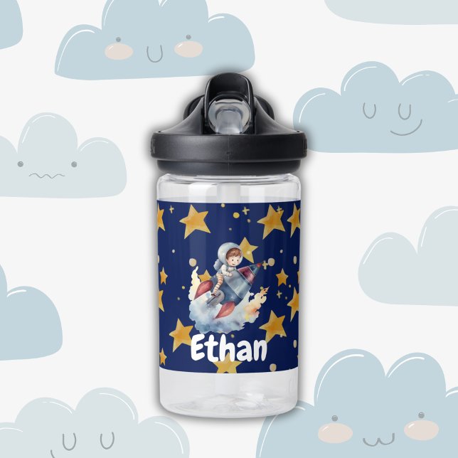 Botella de agua de aventura espacial personalizada (Personalized Space Adventure Water Bottle for Kids)