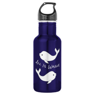 Botella de agua de ballena Beluga (Texto blanco)