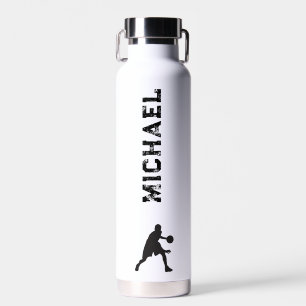 Botella de agua de baloncesto blanco y negro (22 o