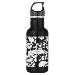 Botella de agua de Bonito de damasco floral con no