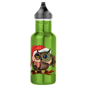 Botella de agua de búho de Navidad adorable