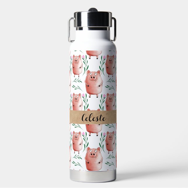 Botella de agua de cerdo adorable – Bebida de anim (Frente)