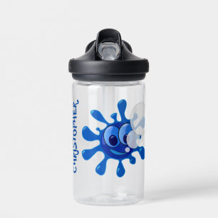 Botella de agua de chispa azul divertida de un niñ