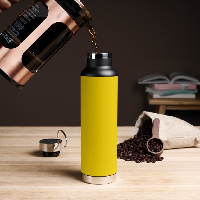 Botella de agua de cobre al vacío con oro sólido T (Café (girado))