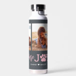 Botella de agua de color EDITABLE Paw Joy<br><div class="desc">Visite nuestra tienda en www.berryberrysweet.com para ver artículos de papelería modernos y elegantes y regalos personalizados.</div>