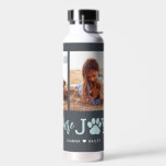Botella de agua de color EDITABLE Paw Joy<br><div class="desc">Visite nuestra tienda en www.berryberrysweet.com para ver artículos de papelería modernos y elegantes y regalos personalizados.</div>