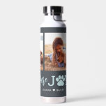 Botella de agua de color EDITABLE Paw Joy<br><div class="desc">Visite nuestra tienda en www.berryberrysweet.com para ver artículos de papelería modernos y elegantes y regalos personalizados.</div>