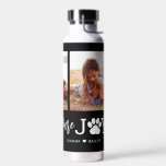 Botella de agua de color EDITABLE Paw Joy<br><div class="desc">Visite nuestra tienda en www.berryberrysweet.com para ver artículos de papelería modernos y elegantes y regalos personalizados.</div>