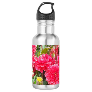 Botella de agua de Dahlias Rosa Profunda