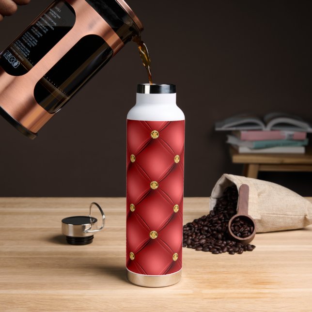 Botella de agua de Diamante Rojo de Oro Tufted (Café)