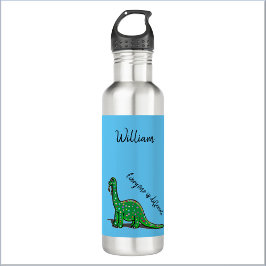 Botella de agua de dinosaurio azul y verde