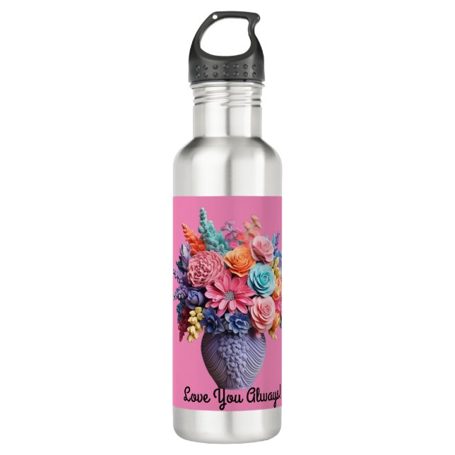 botella de agua de diseño floral personalizado (Anverso)