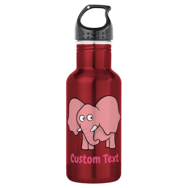 Botella de agua de elefante rosa de dibujos animad (Anverso)