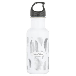 Botella de agua de Feathers con nombre