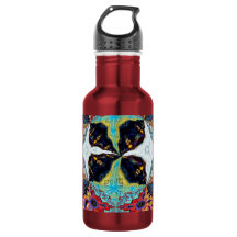 Botella de agua de flor negra abstracta