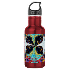 Botella de agua de flor negra abstracta