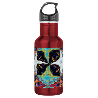 Botella de agua de flor negra abstracta