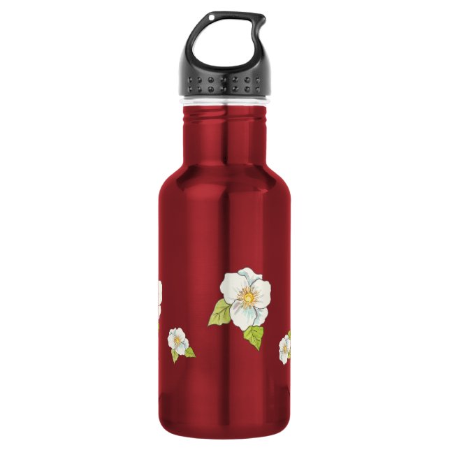 Botella de agua de flores blancas (Anverso)