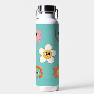 botella de agua de flores retro de ilustracion cre