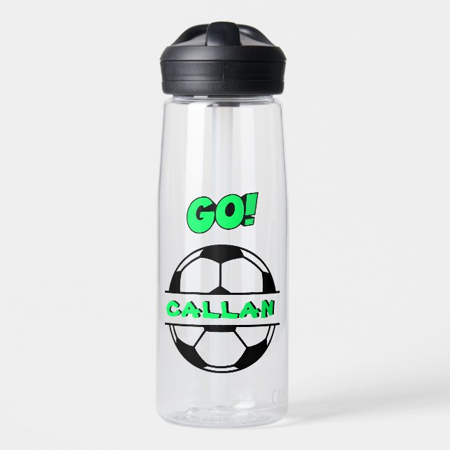 Botella de agua de fútbol transparente (22 oz.) (Delante)