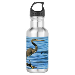 Botella de agua de garza tricolada