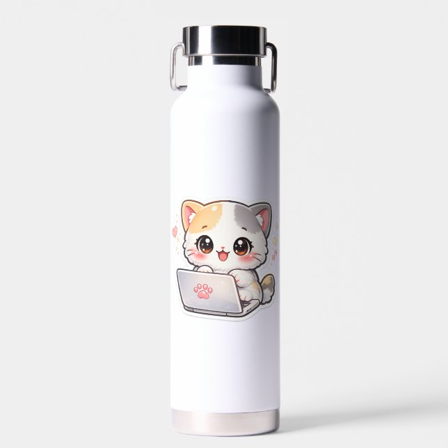 Botella de agua de gato de estudio Kawaii lindo |  (Delantero)