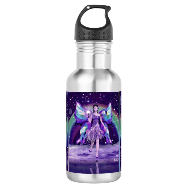 Botella de agua de Hada de Lluvia Púrpura (Anverso)