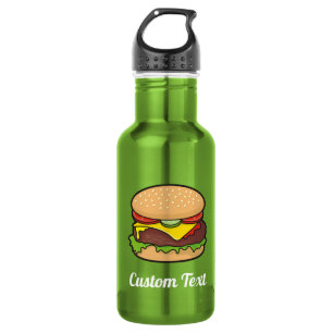 Botella de agua de hamburguesa con queso