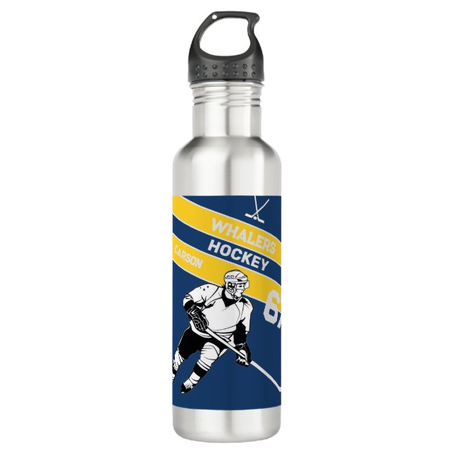 Botella de agua de hockey personalizada (Anverso)