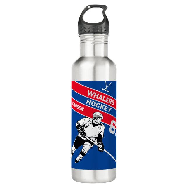 Botella de agua de hockey personalizada (Anverso)