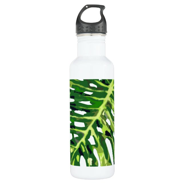 Botella de agua de hojas tropicales (Anverso)