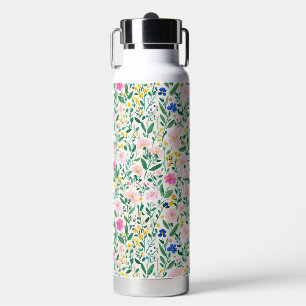Botella de agua de jardín floral colorido