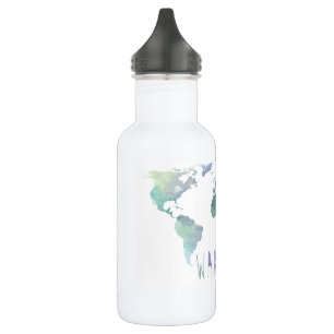 Botella de agua de la acuarela del Wanderlust