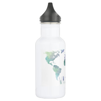 Botella de agua de la acuarela del Wanderlust