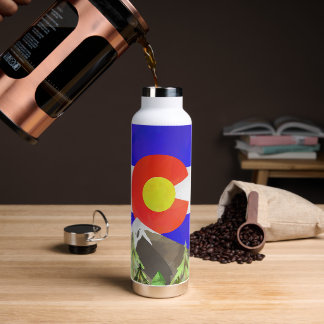 Botella de agua de la Bandera Colorado con montaña