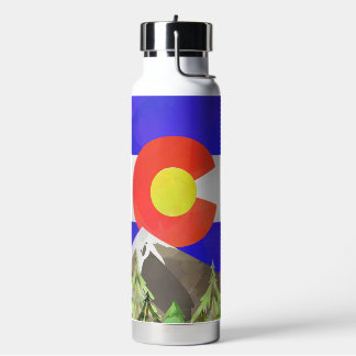Botella de agua de la Bandera Colorado con montaña