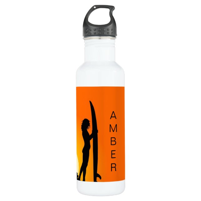 Botella de agua de la dama de surf personalizada (Anverso)