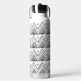 Botella de agua de la etnia Boho - Blanco y negro
