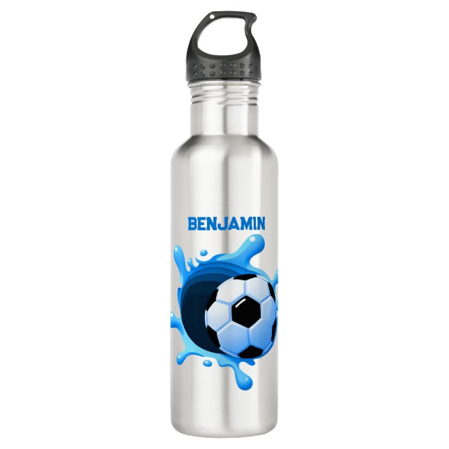 Botella de agua de la pelota de fútbol personaliza (Anverso)