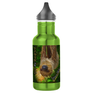 Botella de agua de la selva tropical de la pereza