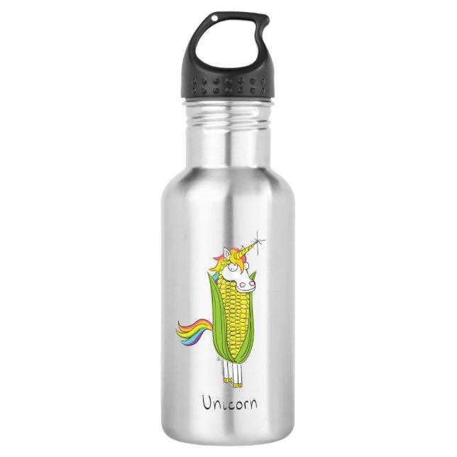 Botella de agua de maíz divertida de Unicorn (Anverso)