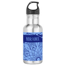 Botella de agua de manala azul monocroma personali