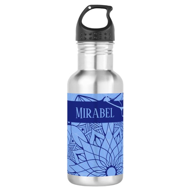 Botella de agua de manala azul monocroma personali (Anverso)